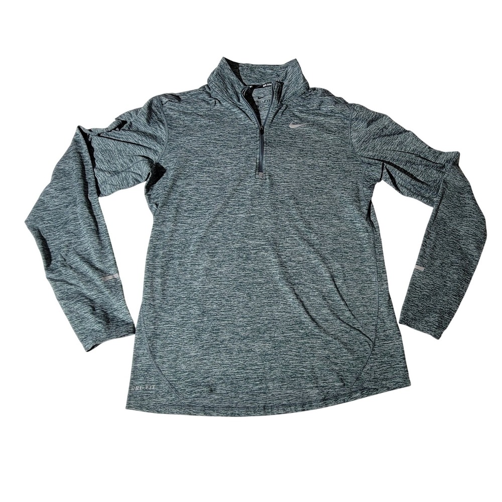 Nike Mens Dri-FIT Running Quarter Zip Pullover Gray Teal Heathered 904948-322 M